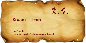 Knabel Irma névjegykártya